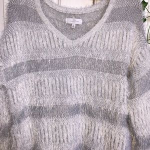Grey and White Feathery New Directions Sweater
